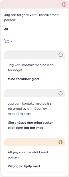 Grupperade frågor, utfällt