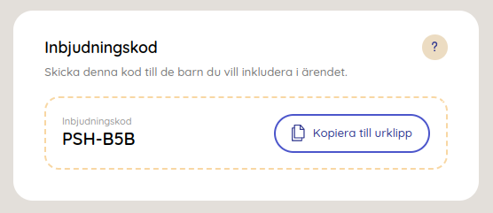 Bjud in med kod - detalj