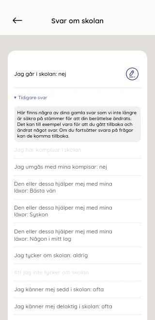 Inaktiva svar i ommej-appen